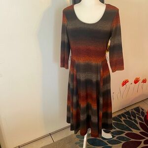 Fall colored ombré 3/4 sleeve dress